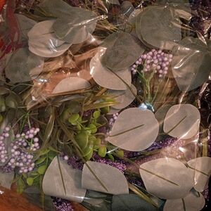 Artificial Greenery and Purple Berry Decor